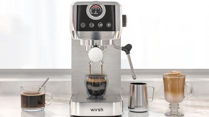 Wirsh Espresso Machine with various different coffees around it