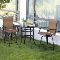 Nuu Garden 3-Piece Black Steel Frame Outdoor Patio Bar Set Nuu Garden 3-Piece Black Steel Frame Outdoor Patio Bar Set