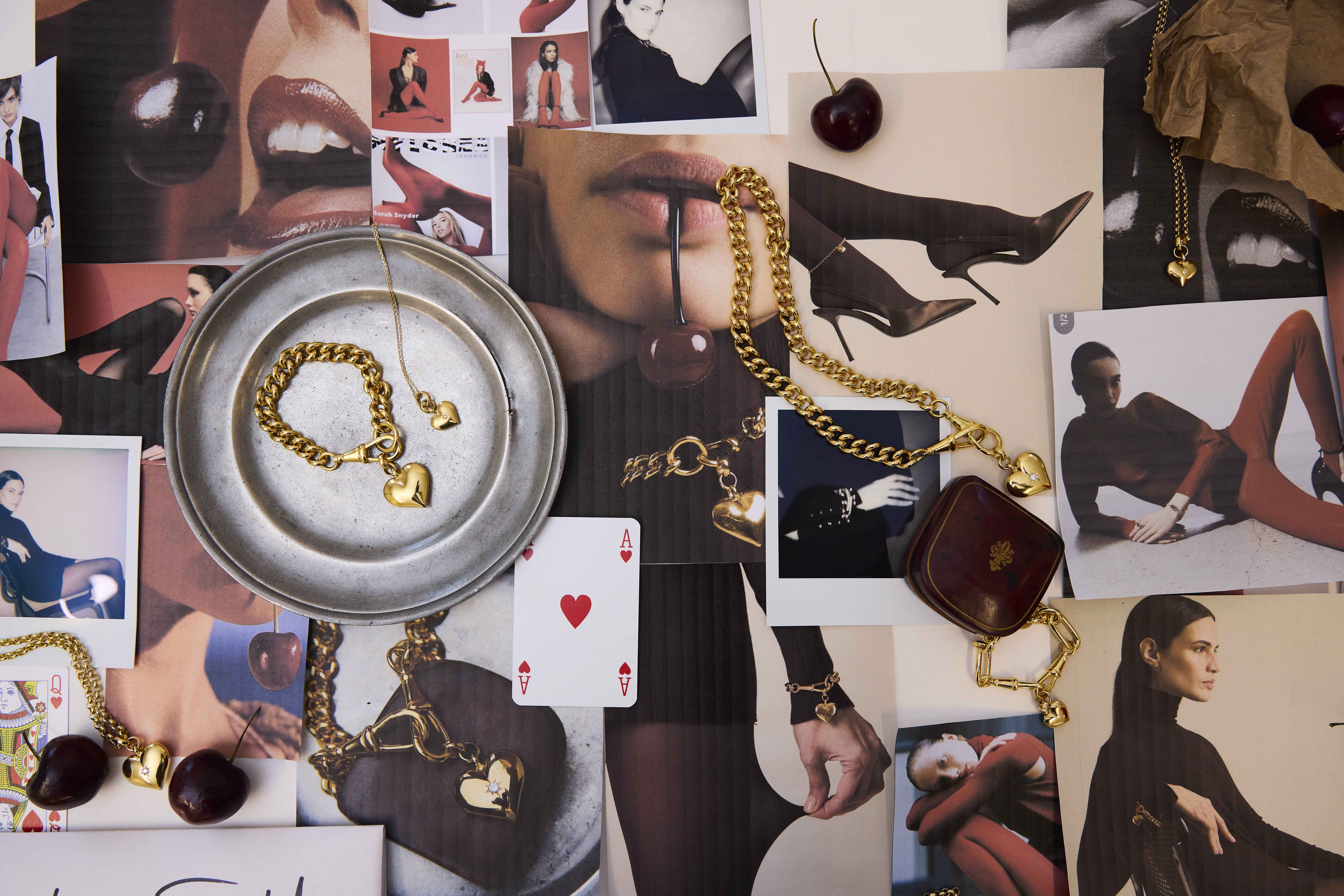 a mood board featuring photos and tilly sveaas jewellery
