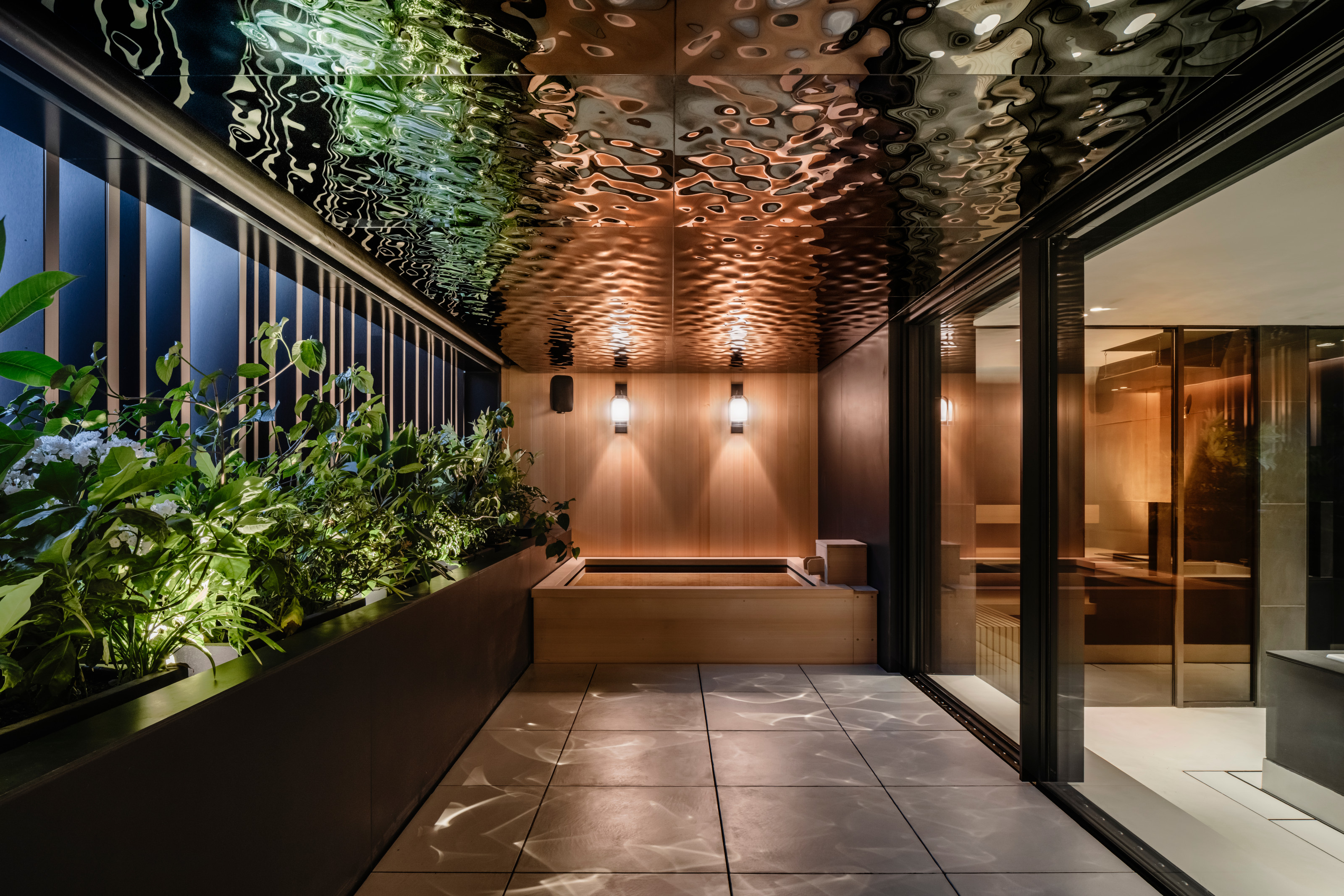 The first floor terrace, complete with onsen bath