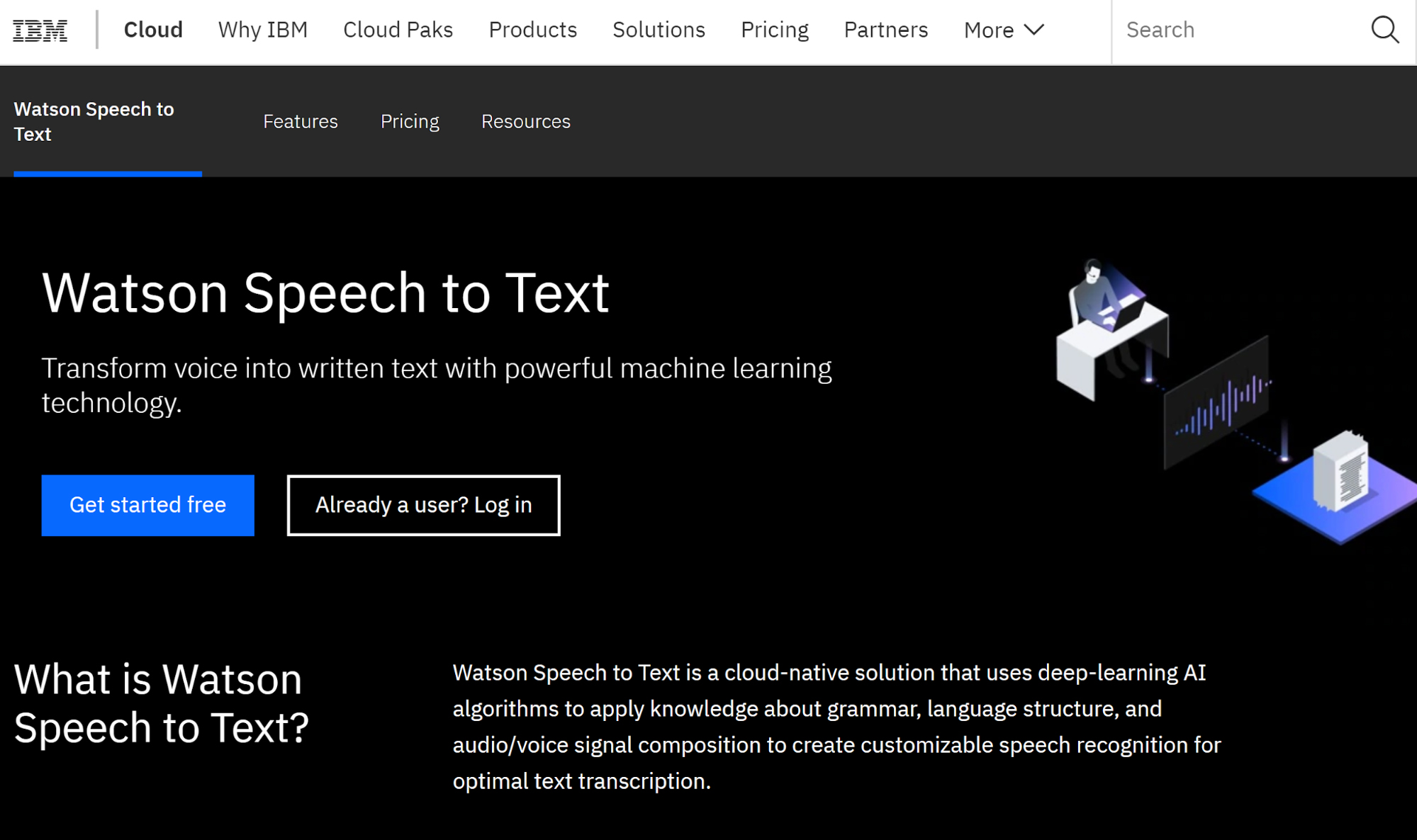 ibm speech to text websocket