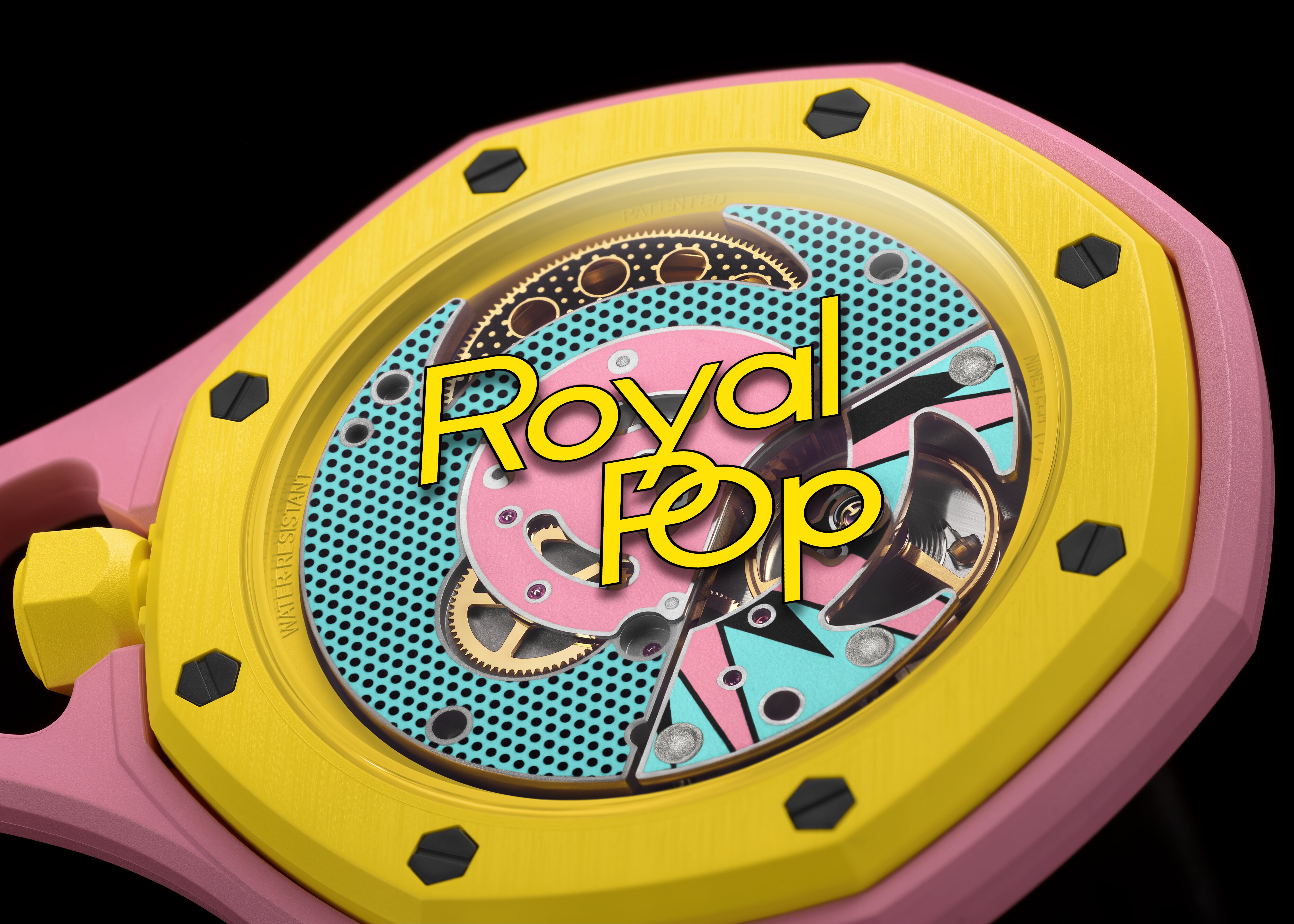 Bright pink and yellow Swatch x Audemars Piguet Royal Pop watch