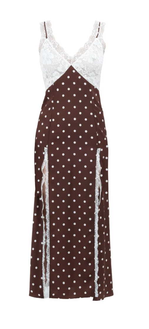 Rowen Rose, polka-dots lace maxi dress