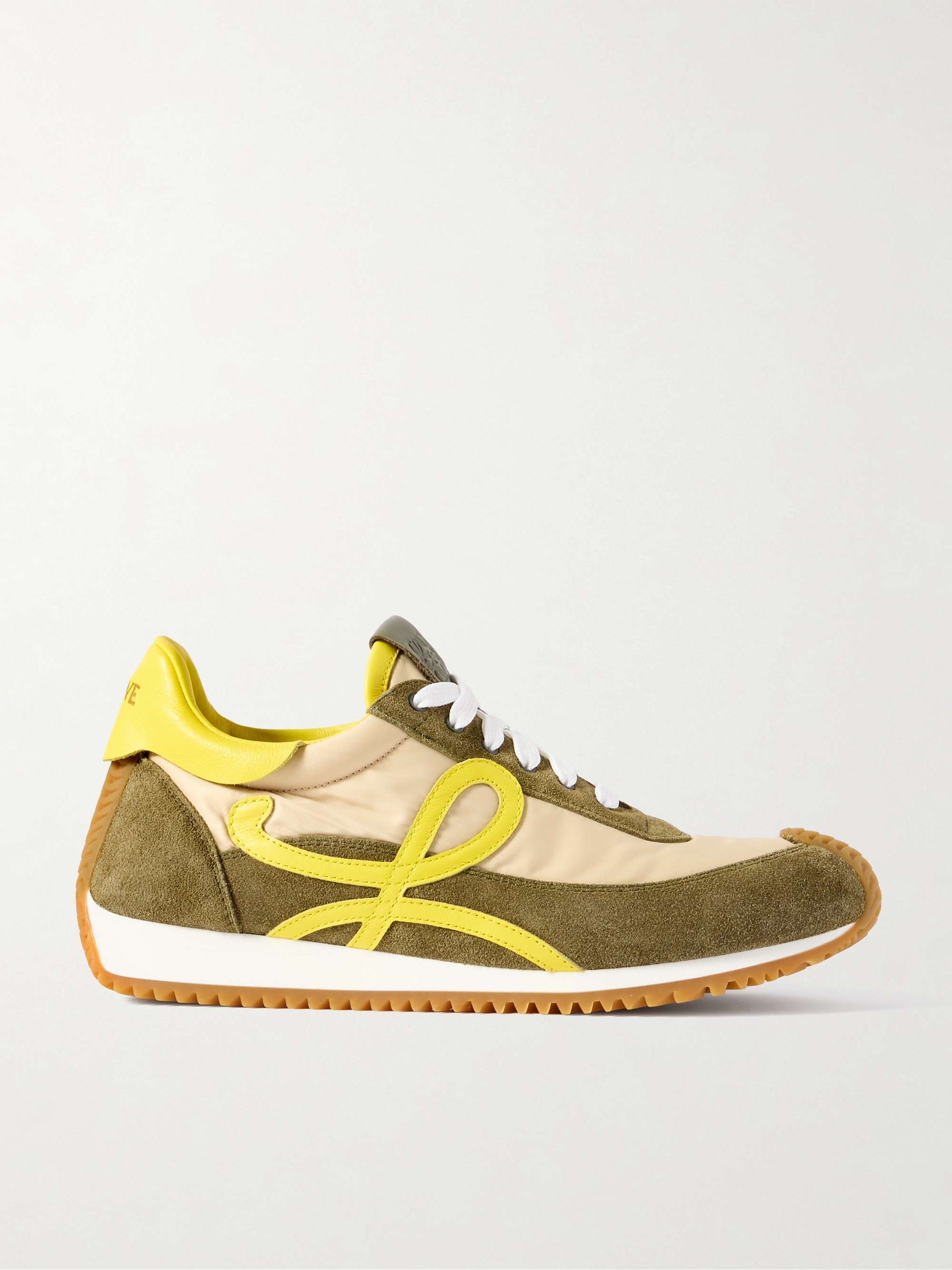 Flow Runner 2.0 Leather-Trimmed Shell and Suede Sneakers