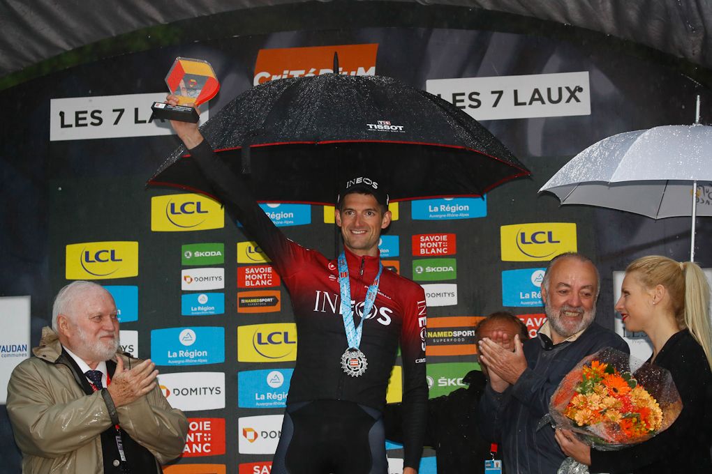 Wout Poels on the Dauphine podium after winning stage 7