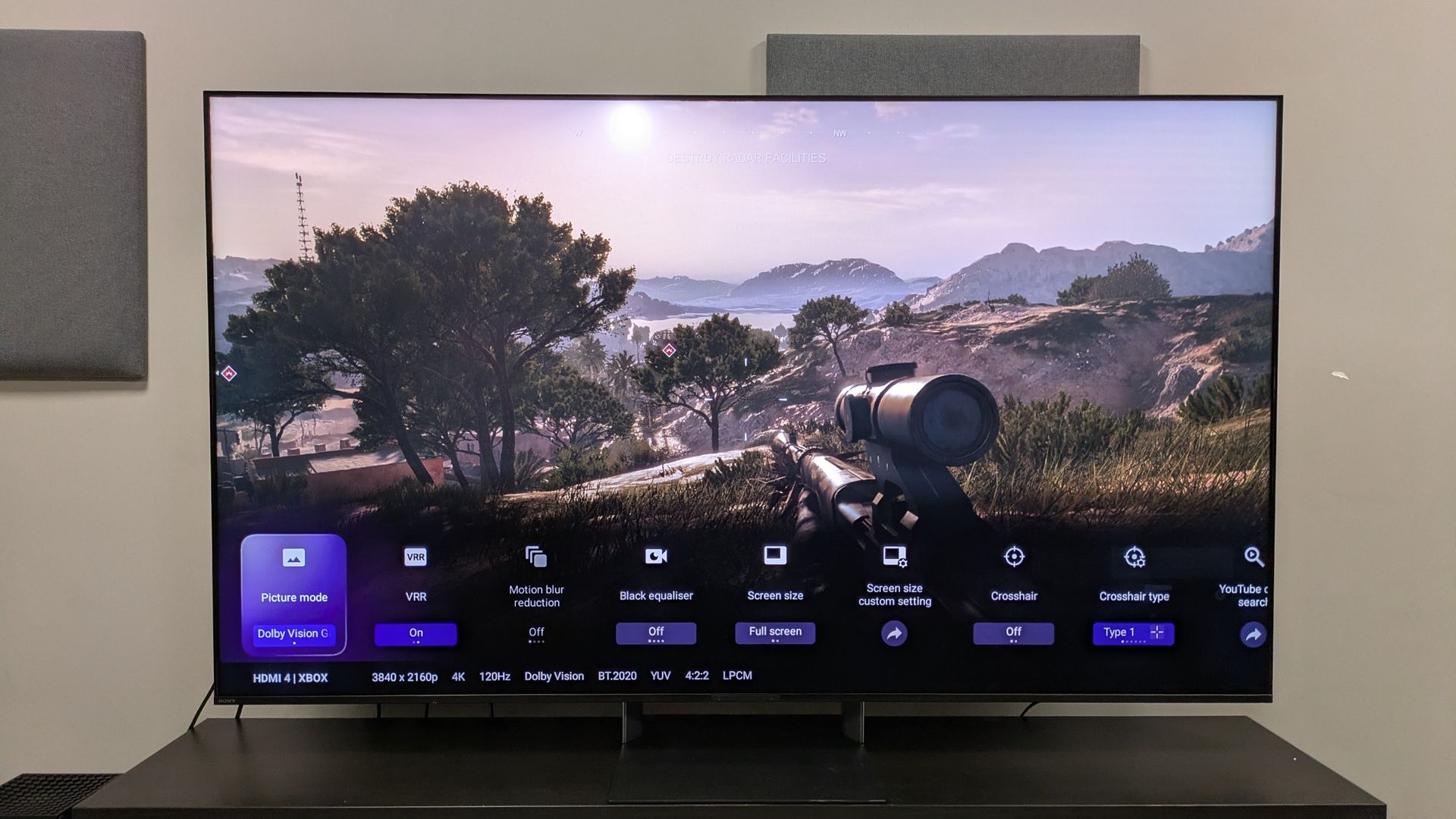 Sony Bravia 9 II with a shot from Battlefield V on screen as the game menu overlay