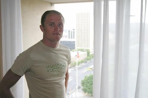 David McKenzie (United Water) relaxes in his hotel room