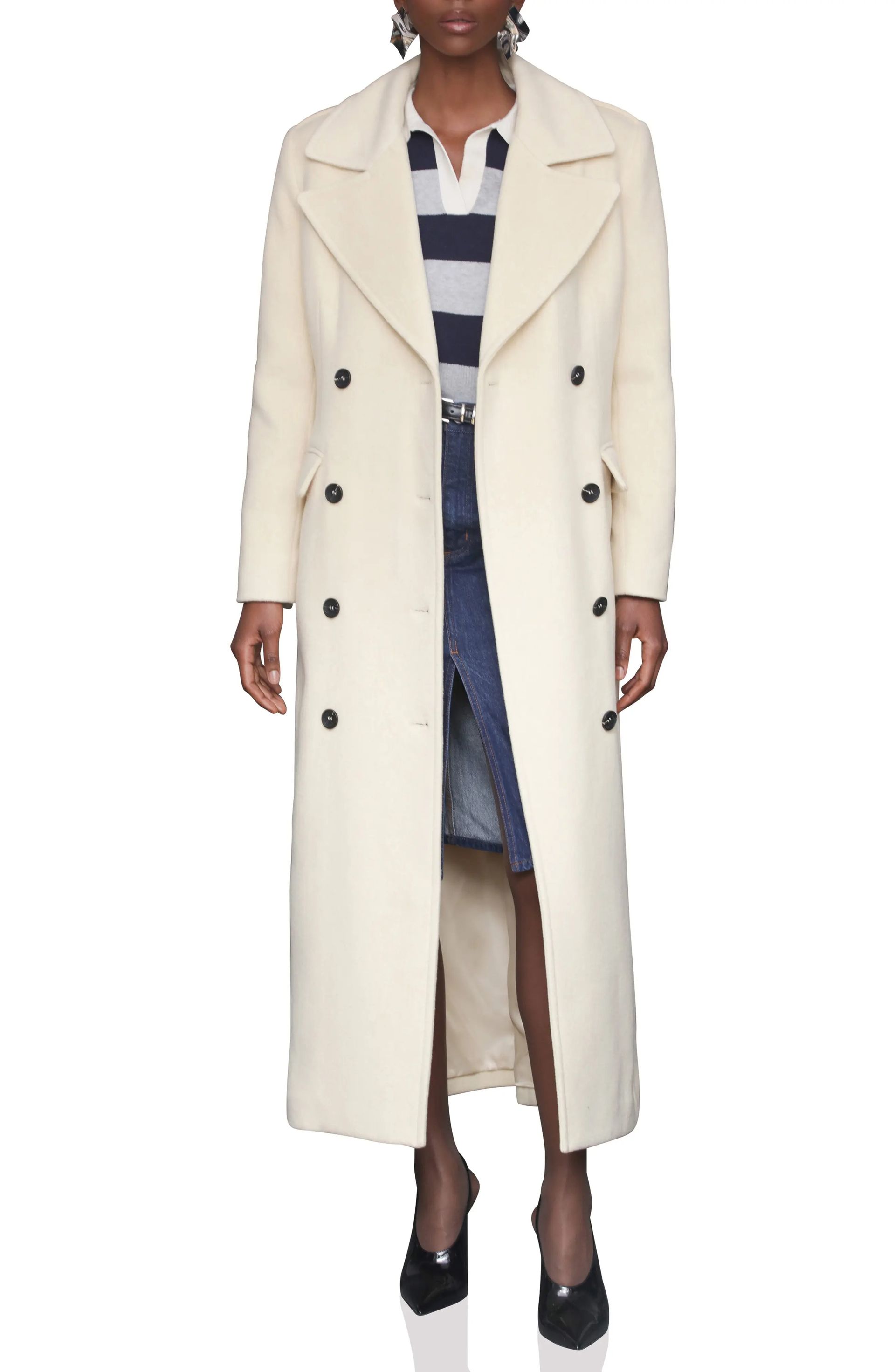 Avec Les Filles, Double Breasted Tailored Maxi Coat