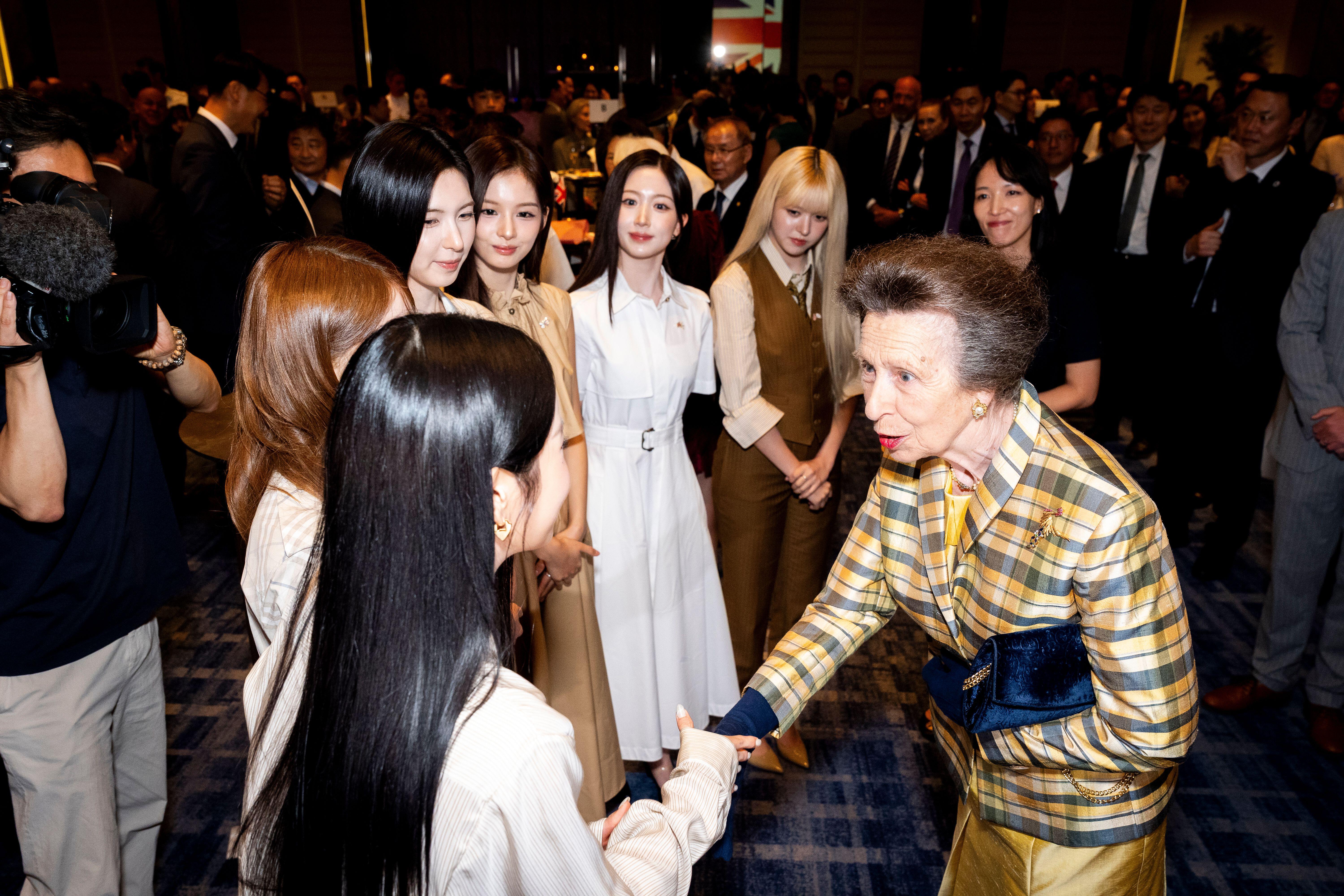Princess Anne meeting K-Pop group NMIXX in Seoul, Korea