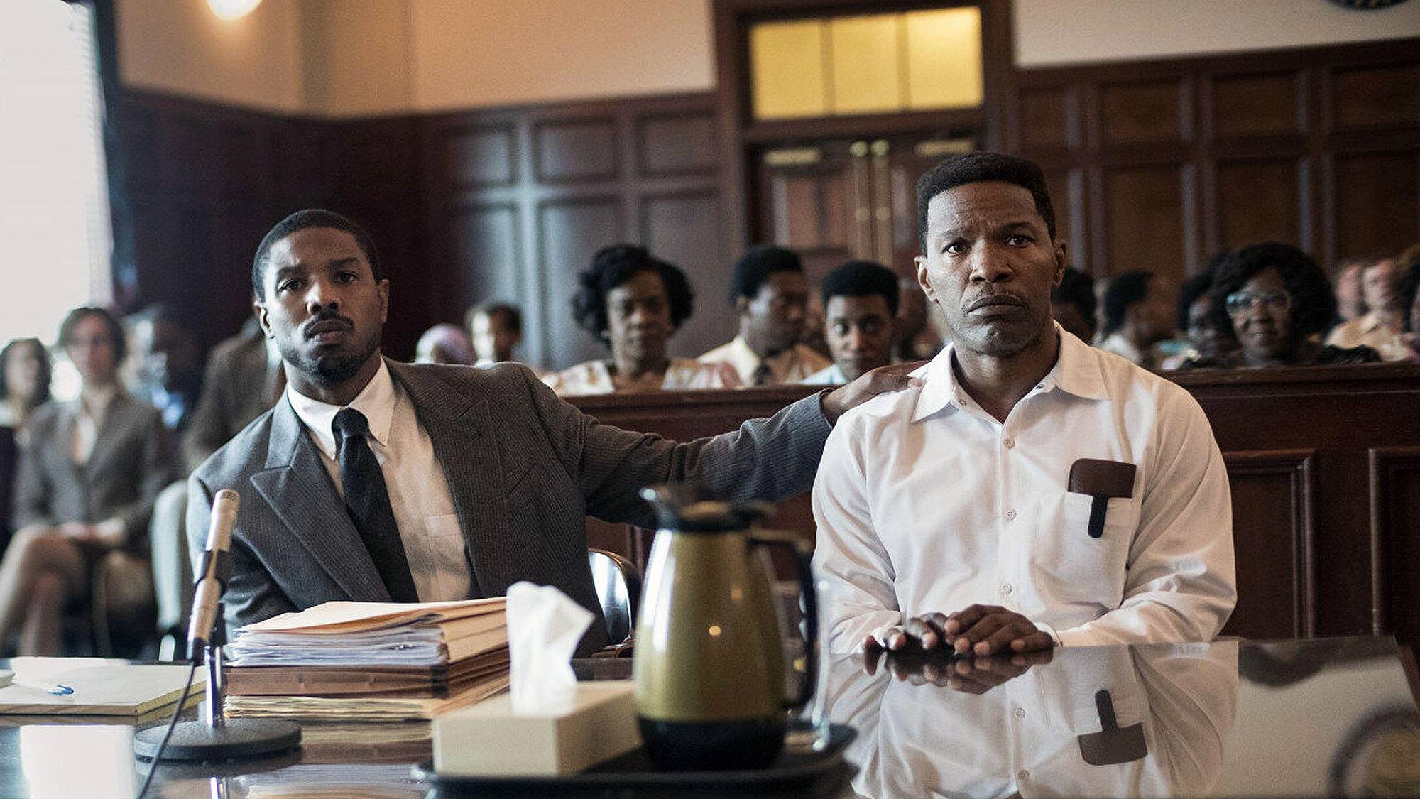 Michael B. Jordan and Jamie Foxx in &quot;Just Mercy&quot; movie (2019)