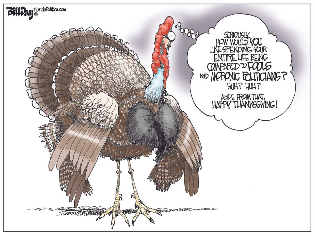 Political cartoon U.S. Thanksgiving turkey politicians