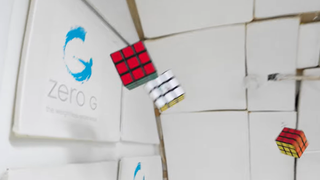 rubik's cubes floating in microgravity