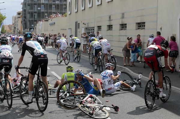 Even 13 stages into the Tour, the crashes continued