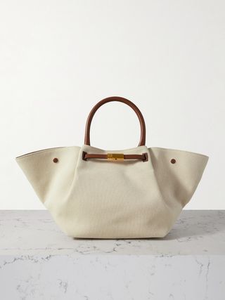 New York Leather-Trimmed Canvas Tote