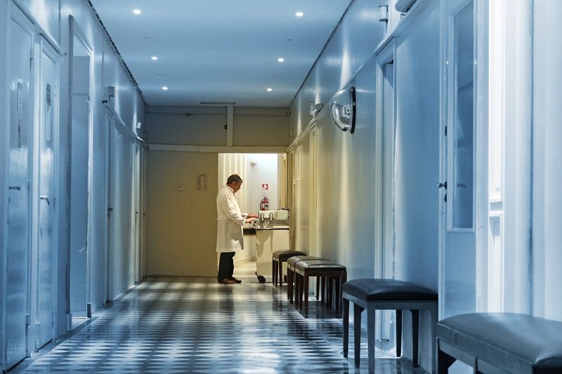 a doctor standing in a hospital