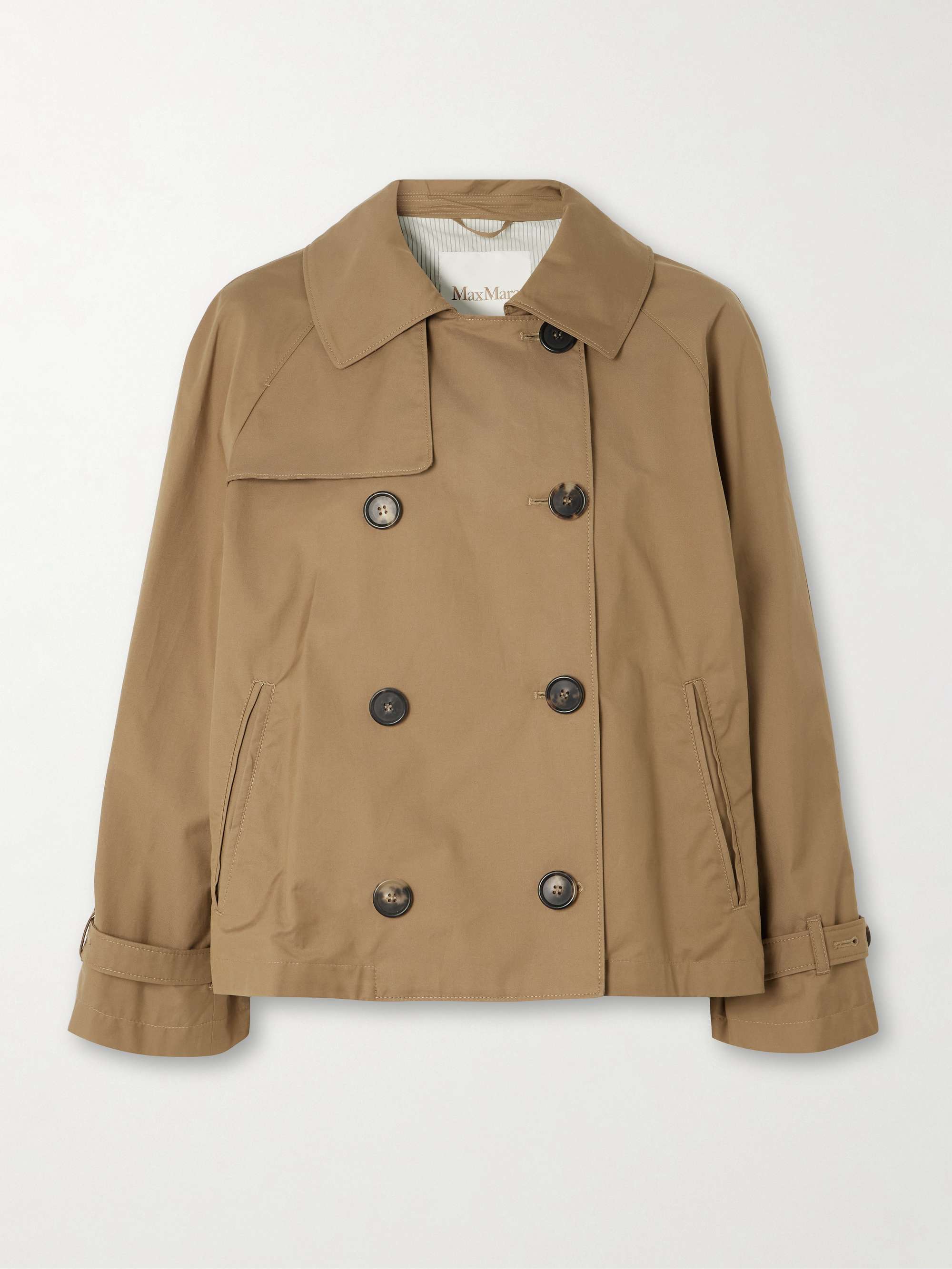 Tesoro Cropped Double-Breasted Cotton-Blend Gabardine Trench Coat