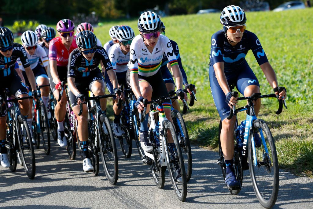 LAUSANNE SWITZERLAND OCTOBER 07 Annemiek Van Vleuten of Netherlands and Movistar Team Women C competes during the 1st Tour de Romandie Feminin 2022 Stage 1 a 1344km stage from Lausanne to Lausanne TDRwomen TDRF on October 07 2022 in Lausanne Switzerland Photo by Bas CzerwinskiGetty Images