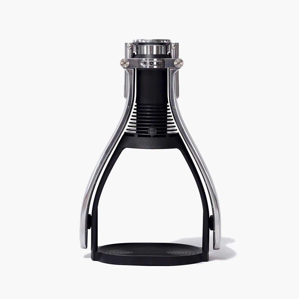 Image of a black ROK manual espresso machine