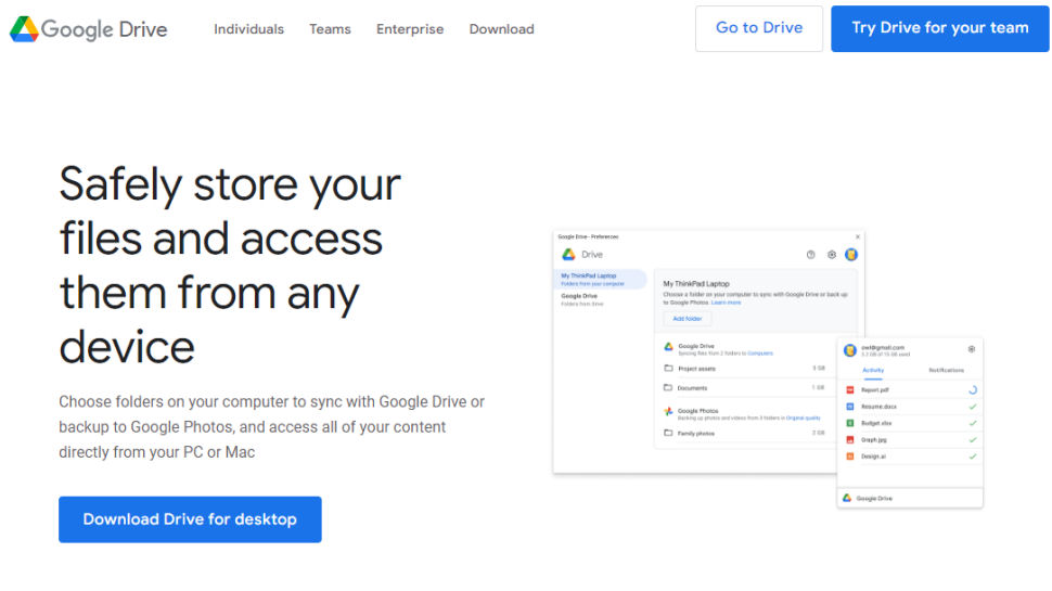 Website screenshot for Google Drive