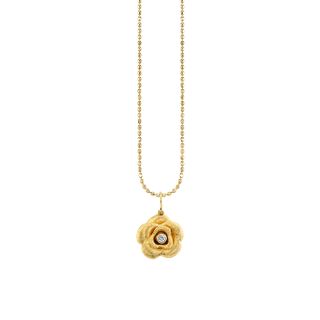 Gold & Diamond Bezel Rose Charm