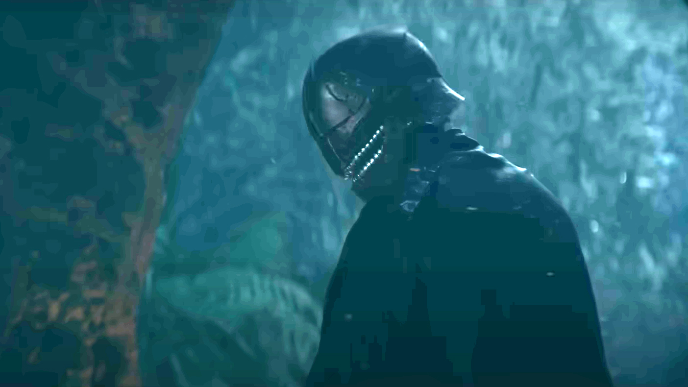 An enhanced image of the helmet-wearing Sith Lord in Star Wars: The Acolyte