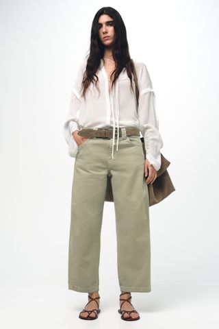 Barrel Leg Cropped Mid Waist Jeans Zw Collection