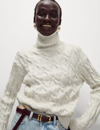 Cable Knit Roll Neck Jumper