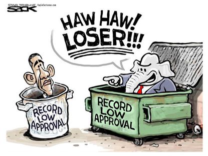Political cartoon Obama Republicans approval