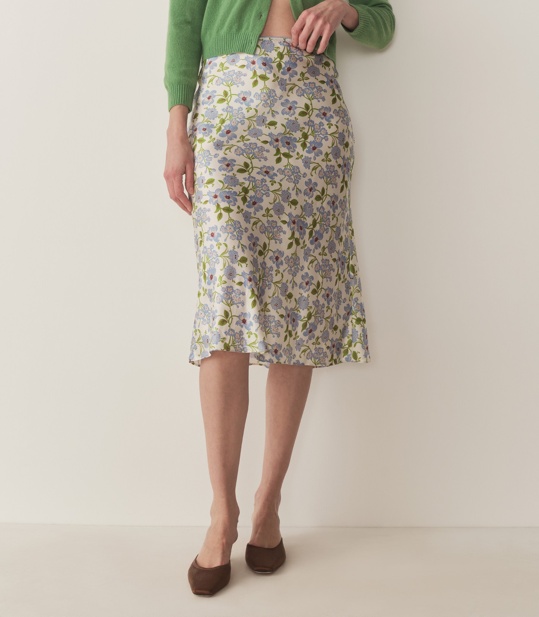 Elowena Skirt -- Ivory Strawberry Moon Floral