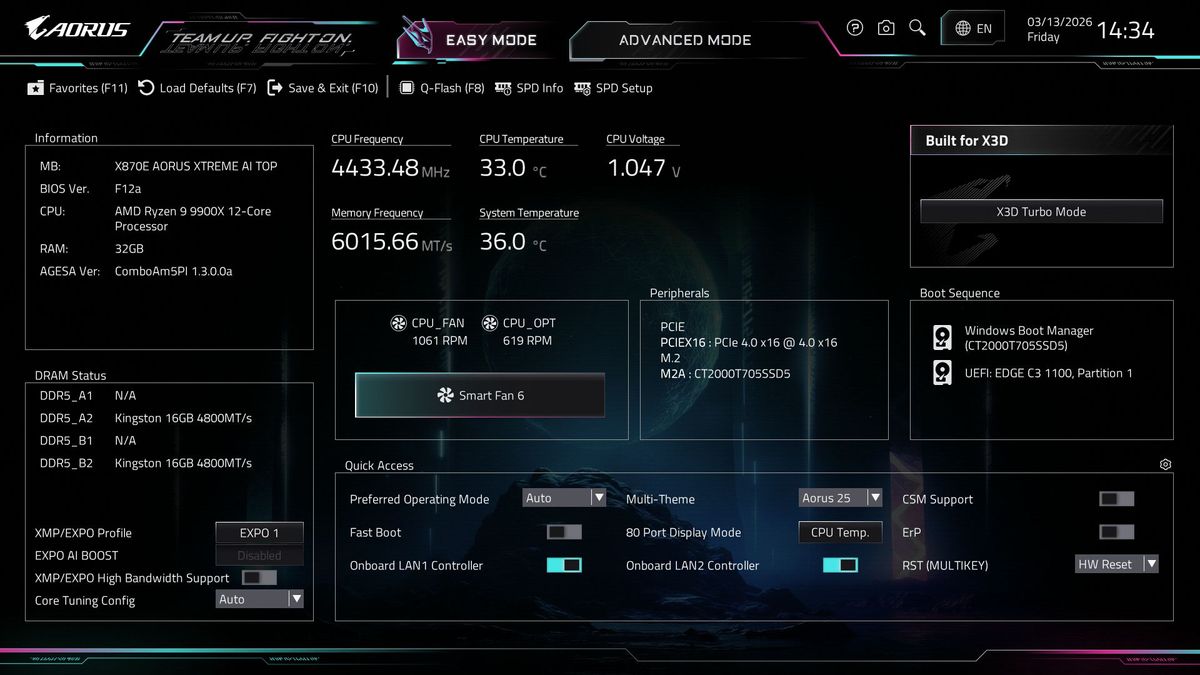 Gigabyte X870E Aorus Xtreme AI Top - BIOS