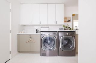 Ikea laundry room hacks two tone cabinets by Semihandmade