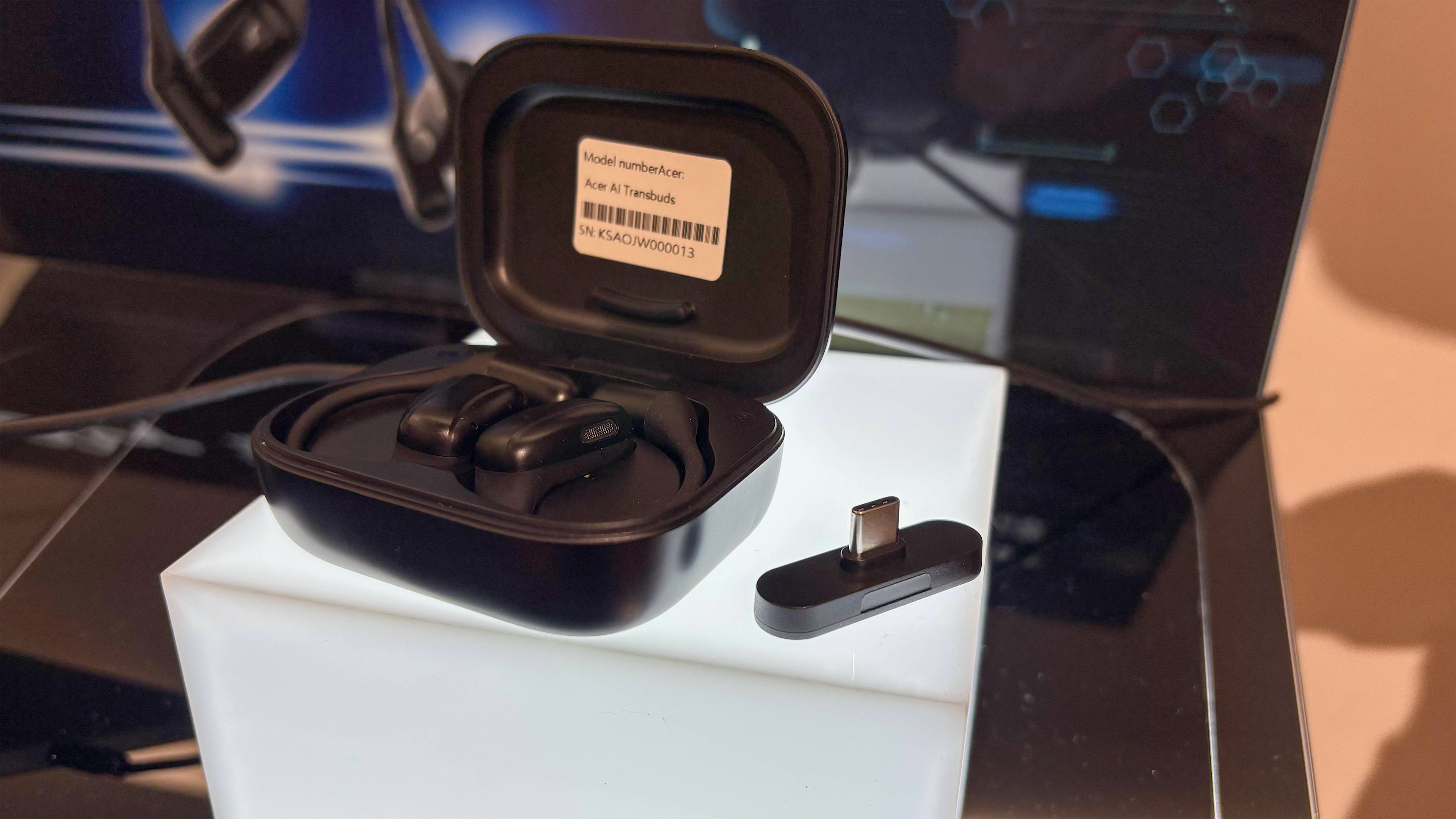 Acer AI TransBuds in case with USB-C connector