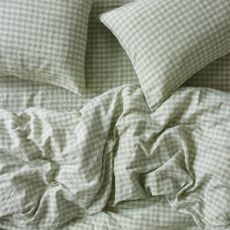 Green gingham bedding from Piglet in Bed