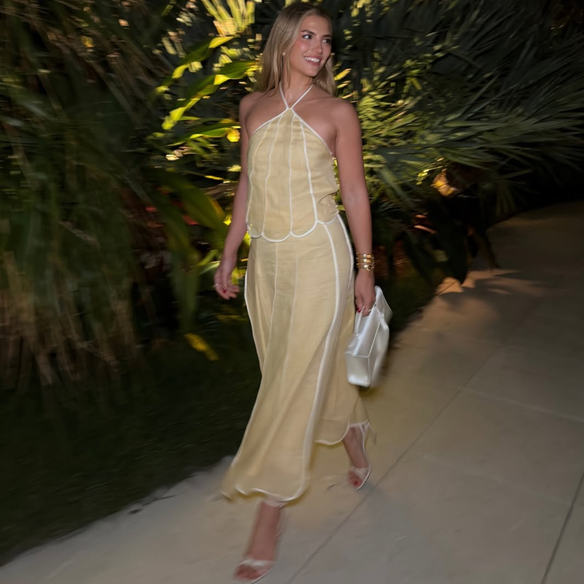 Influencer Cass Dimicco wearing a linen co-ord