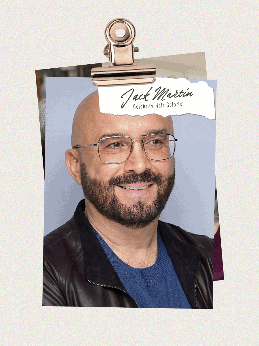 Collage of celebrity hair colorist Jack Martin and one of his clients.