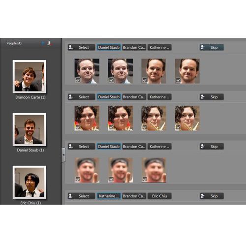 When tagging faces, MediaShow remembers the most popular people and lists them as automatic options first. While this software can recognize faces, you have to do the tagging manually.