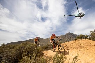 Annika Langvad and Anna van der Breggen during stage 5 of the 2019 Absa Cape Epic Mountain Bike stage race