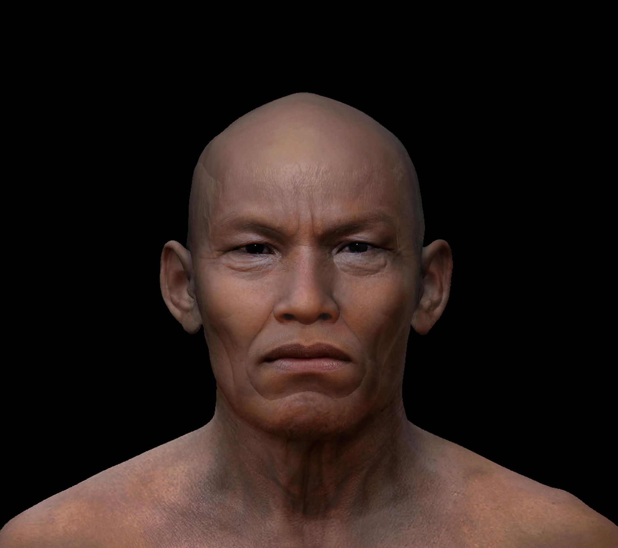 An illustration of a man's face against a dark background