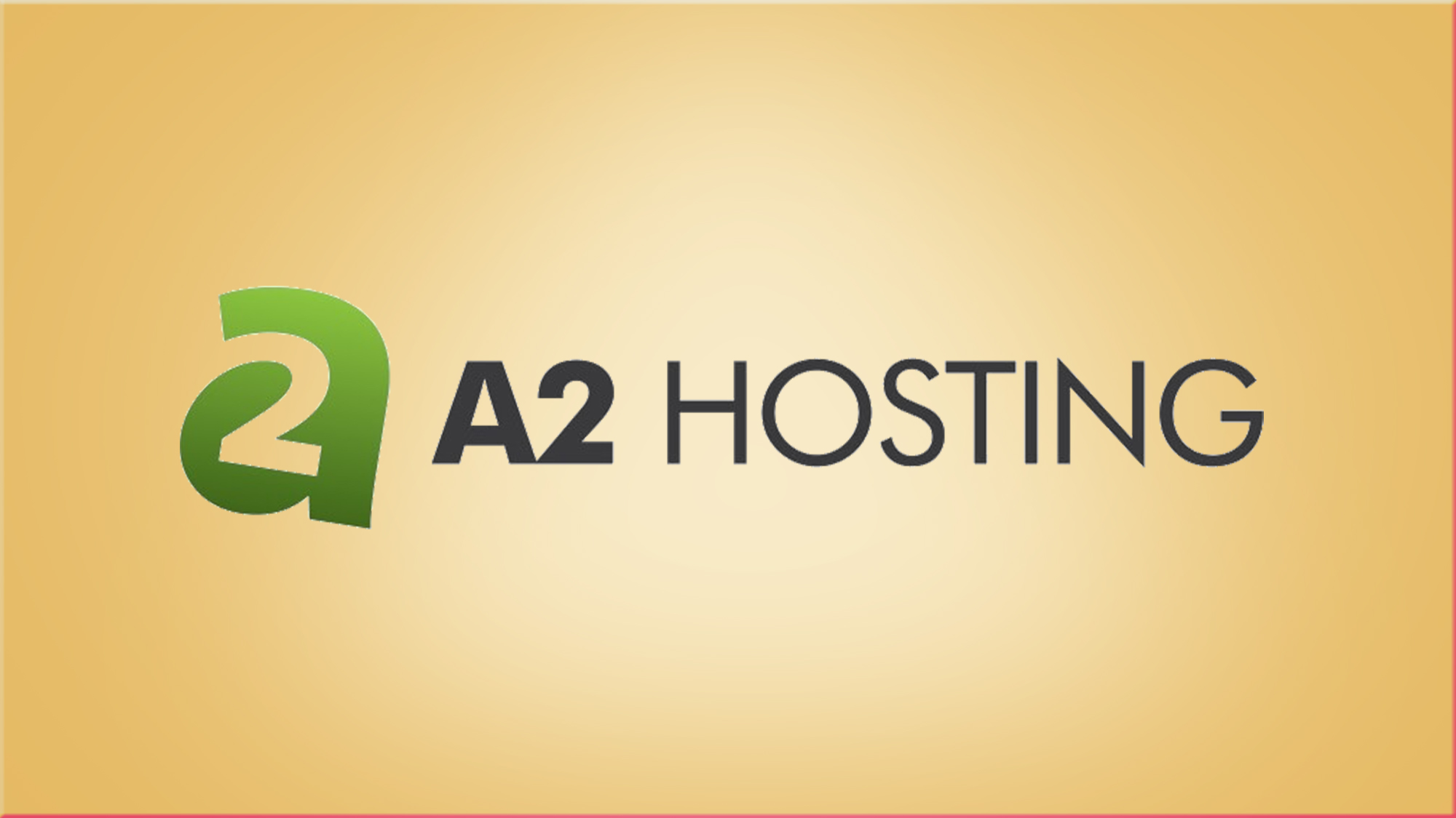 A2 Hosting logo on yellow background with spotlight effect