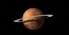 An artist's impression of a ring around Mars, formed by its tiny moon Phobos.