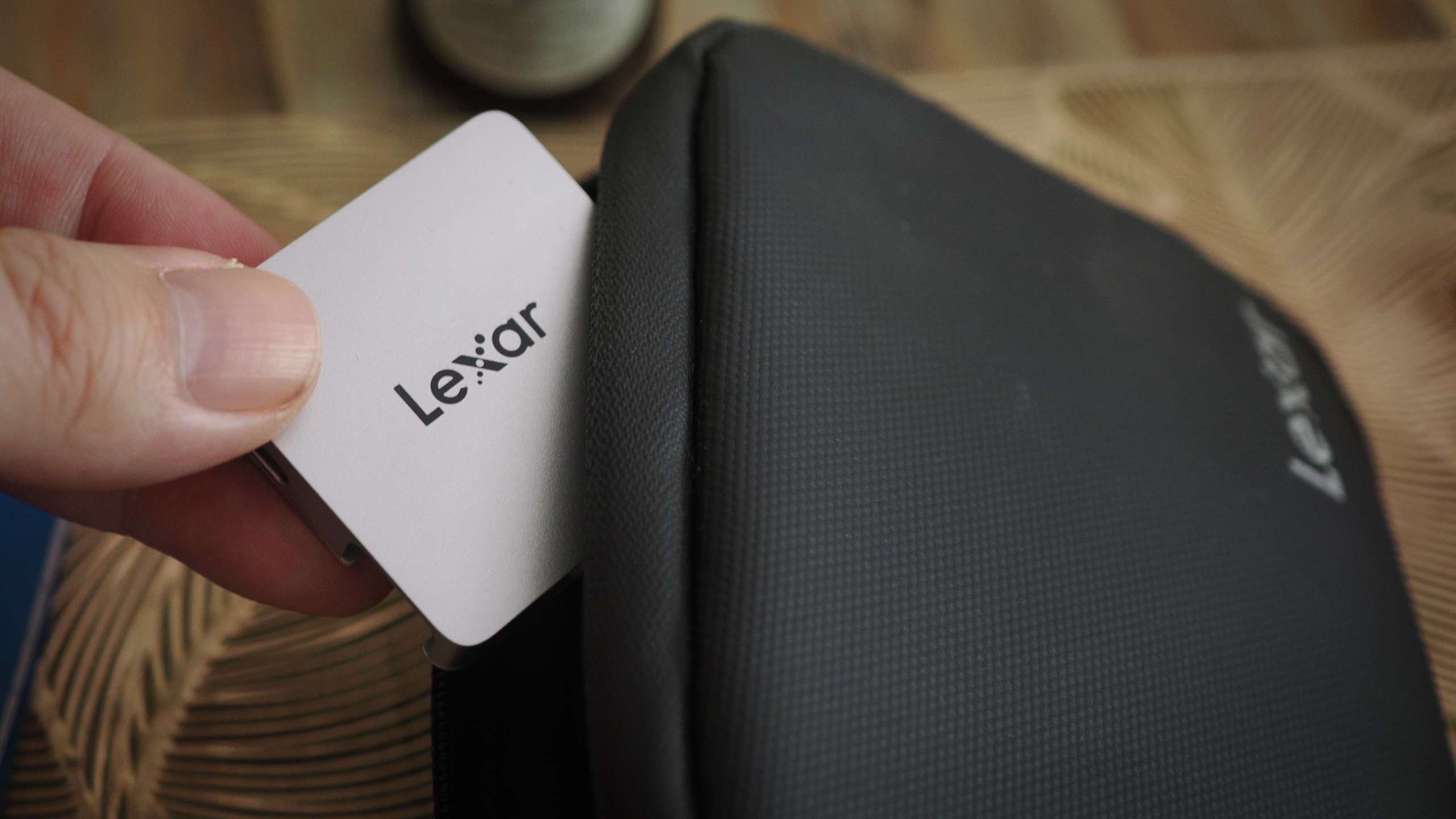 Lexar Professional Go Portable SSD being used in a cafe