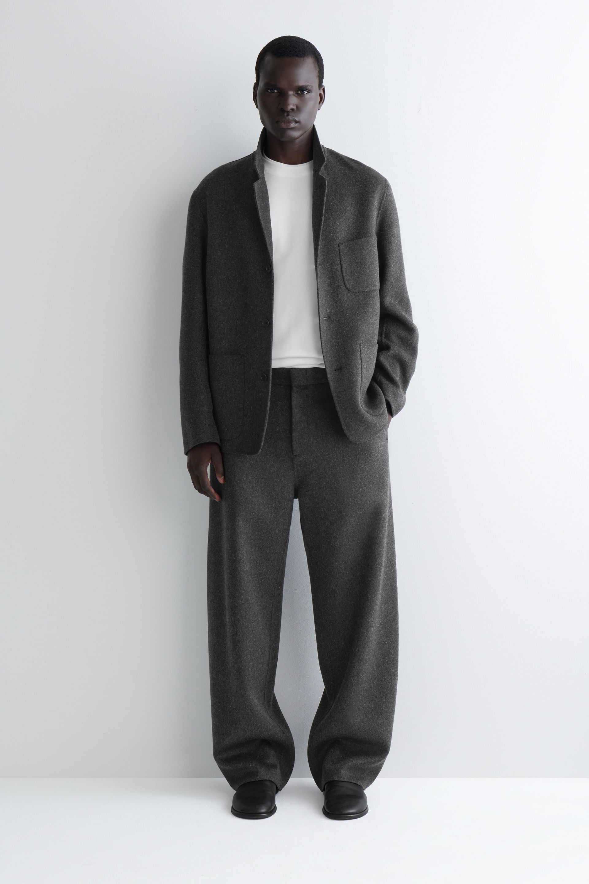 Split Wool Wide-Leg Trousers