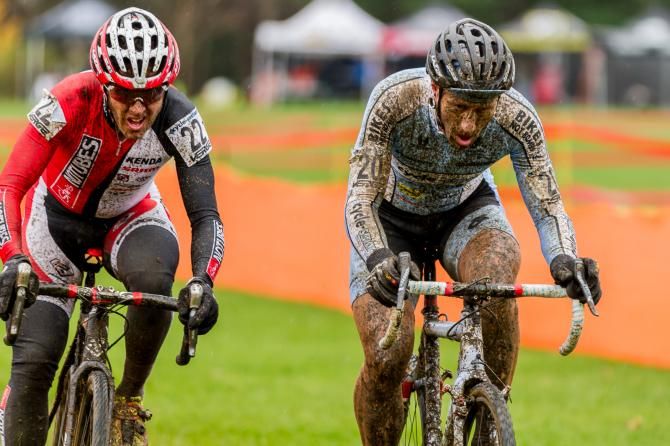 A muddy Wells and Myerson duke it out in the chase group