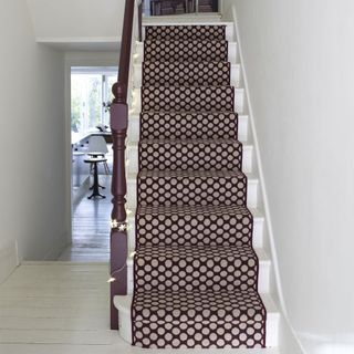 common style brown carpeted staircase