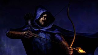 Thief: The Dark Project Remastered cropped key art shows a man wearing a hooded cloak, holding a bow and arrow.