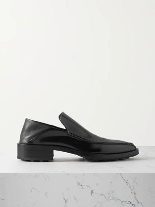 Jill Sander Collapsible-heel glossed-leather loafers