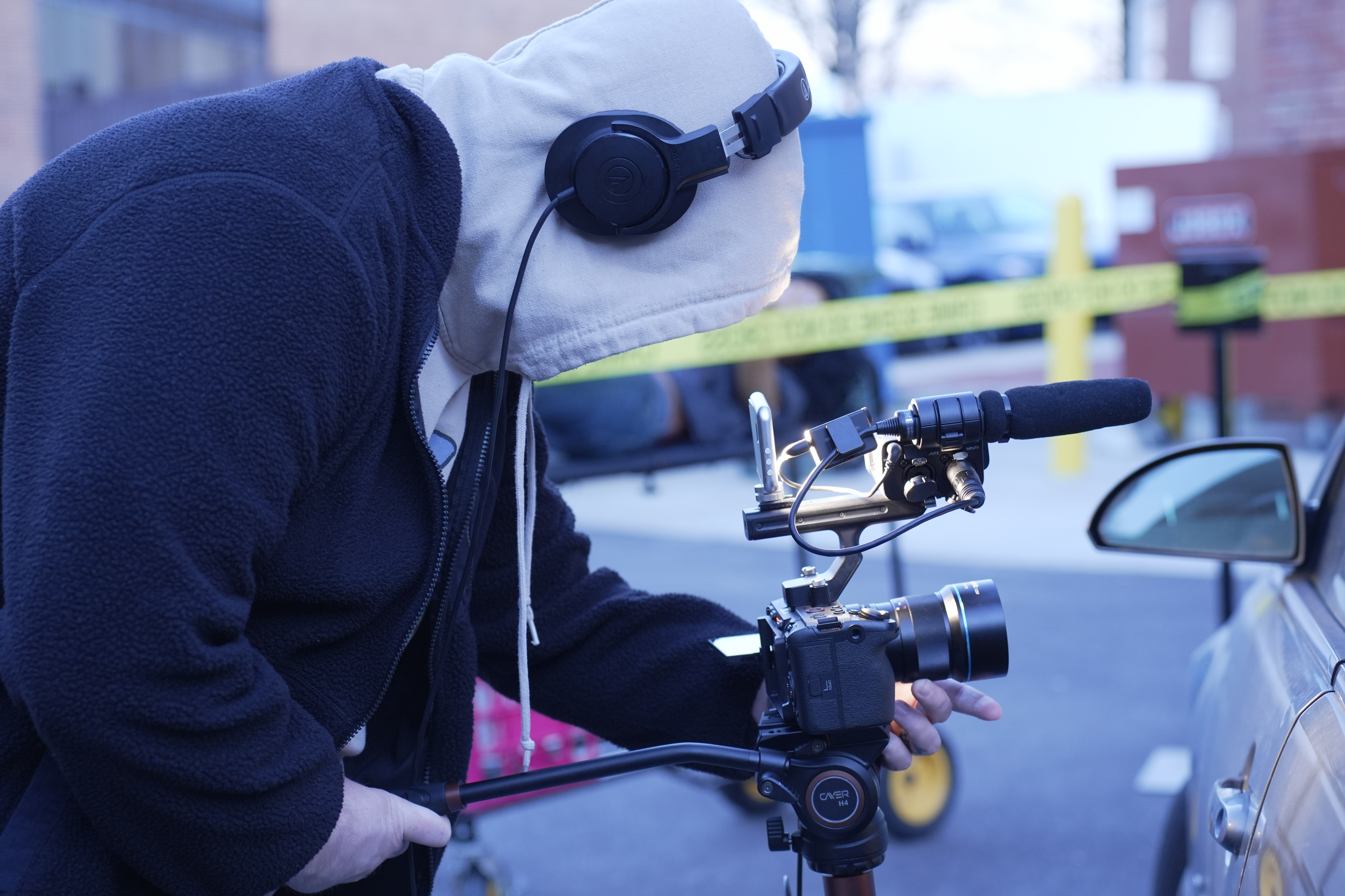 Students using Sony cameras for storytelling.