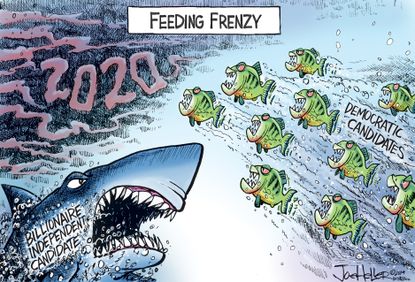 Political cartoon U.S. 2020 candidates democrats