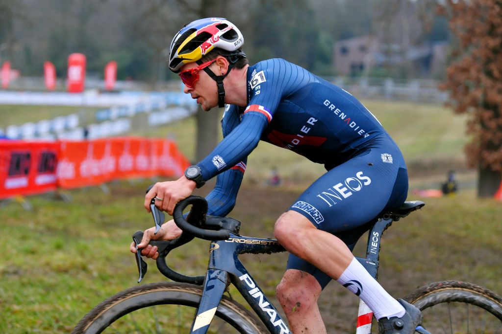 HOOGERHEIDE NETHERLANDS JANUARY 23 Thomas Pidcock of The United Kingdom and Team INEOS Grenadiers competes during the 32nd GP Adrie Van der Poel Hoogerheide UCI CycloCross Worldcup 2022 Mens Elite CXWorldCup on January 23 2022 in Hoogerheide Netherlands Photo by Luc ClaessenGetty Images
