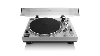 The Lenco L-3810 turntable in silver